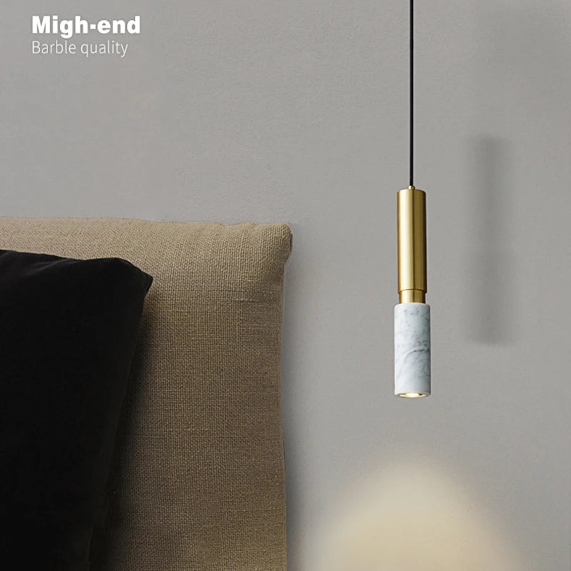 lustre scandinave minimaliste en marbre led rétro - vue 5 sur 8