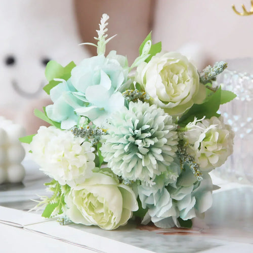 bouquet d'hortensias de pivoines artificielles pour décoration festive - vue 9 sur 11