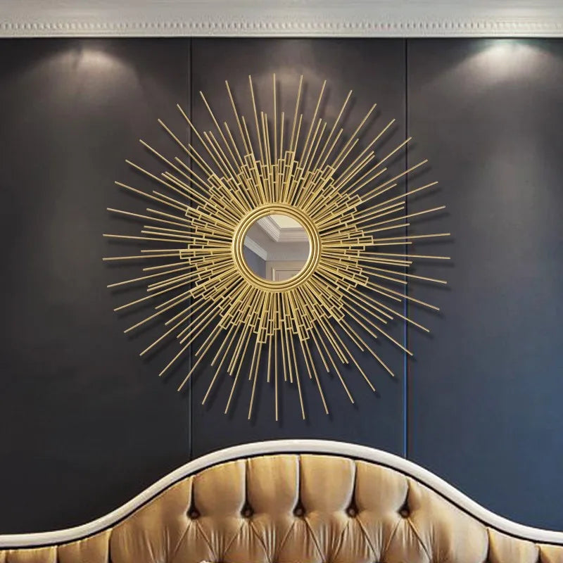 décoration murale en fer forgé avec miroir fleur décoratif - vue 3 sur 10