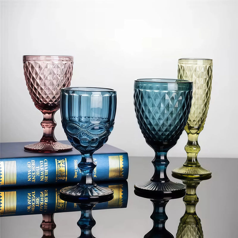 Verre a vin relief style europeen epais retro
