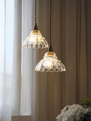 Minimalist Japanese style brass and glass LED pendant light Nordic luxury