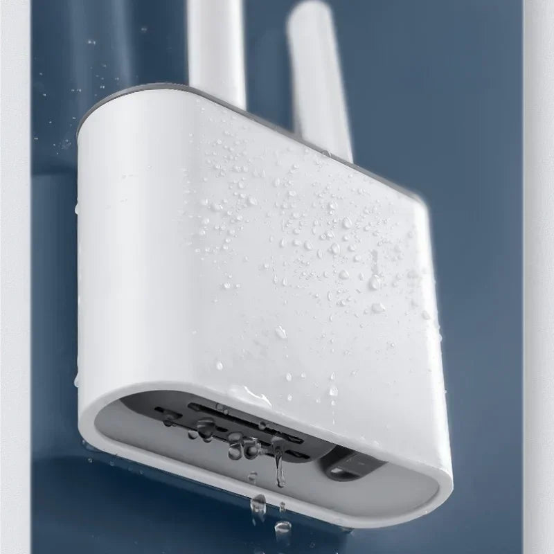 ensemble brosse toilette silicone avec support mural accessoires nettoyage - vue 7 sur 8