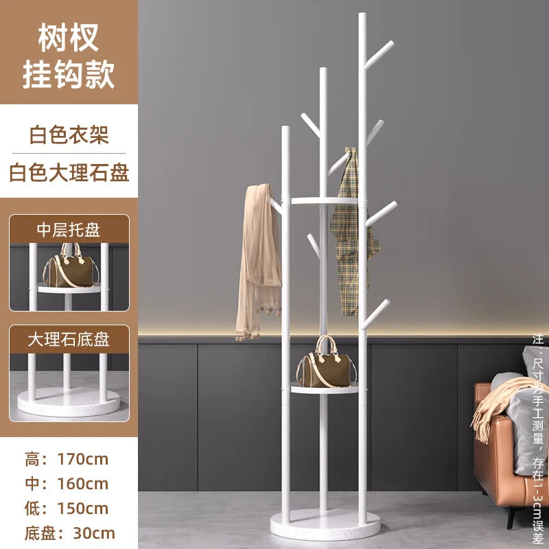 Marble Metal Clothes Coat Rack Clothing Rack Stand 3 Storage Shelves and Hooks, Enterway Hall Tree for Hanging Jackets, Hats,Bag - vue 5 sur 6