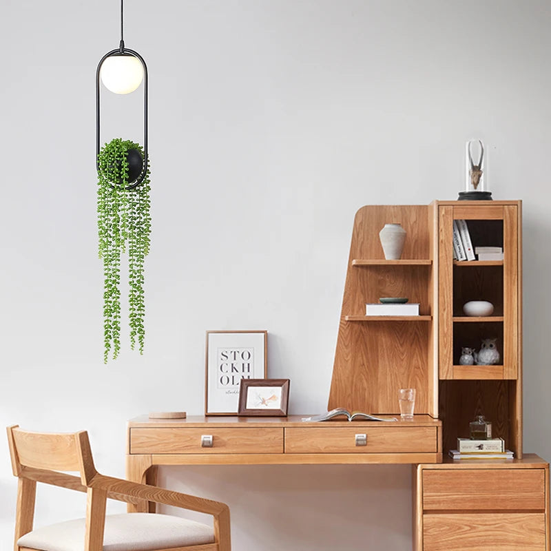 suspension moderne en forme de plante nordique en fer led - vue 5 sur 7