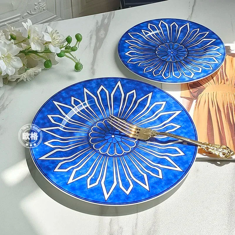Assiette céramique style européen motifs raffinés pour thé