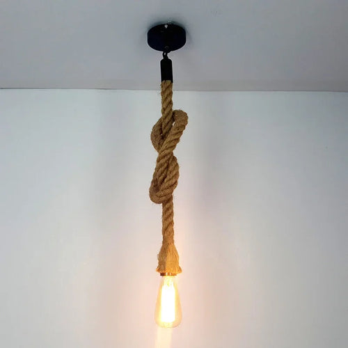 Vintage hemp rope pendant light retro industrial lighting - vue 6 sur 7