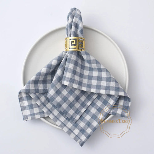 Serviette de table coton motif vichy carreaux style