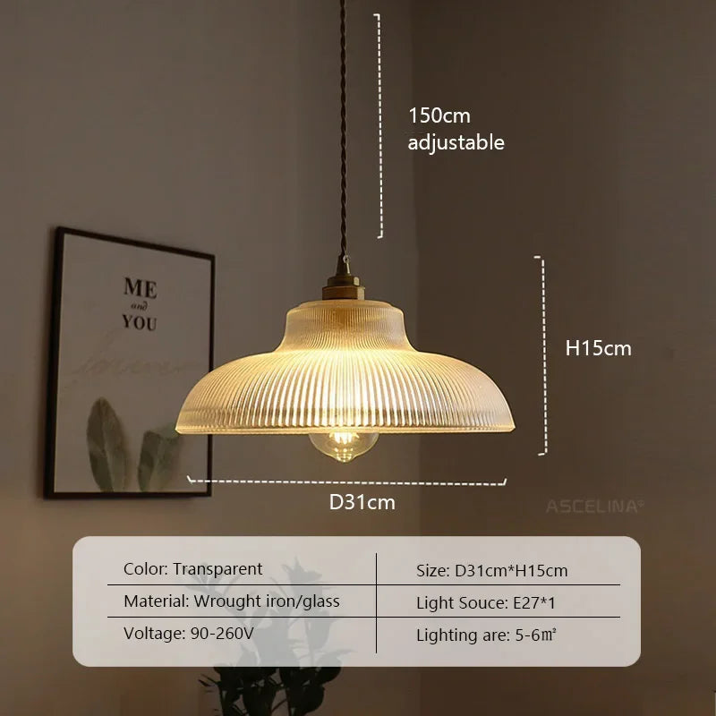 Vintage glass pendant light decorative indoor LED fixture