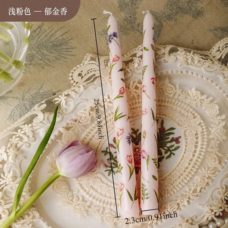 hand printed pole candles for wedding minimalist decoration