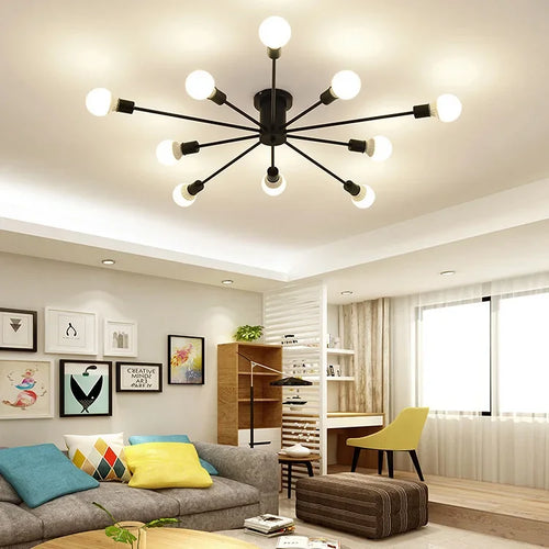 Moderne Créatif LED Plafonnier Lustre Spoutnik Lumière Semi-intégré Nordique Décor À La Maison Luminaires pour Chambre Salon - vue 10 sur 14