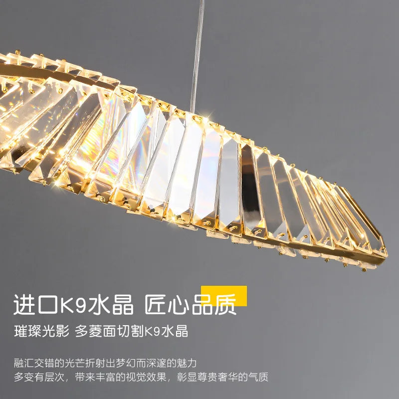 lustre en cristal à led design moderne pour restaurant et salle à manger - vue 7 sur 11