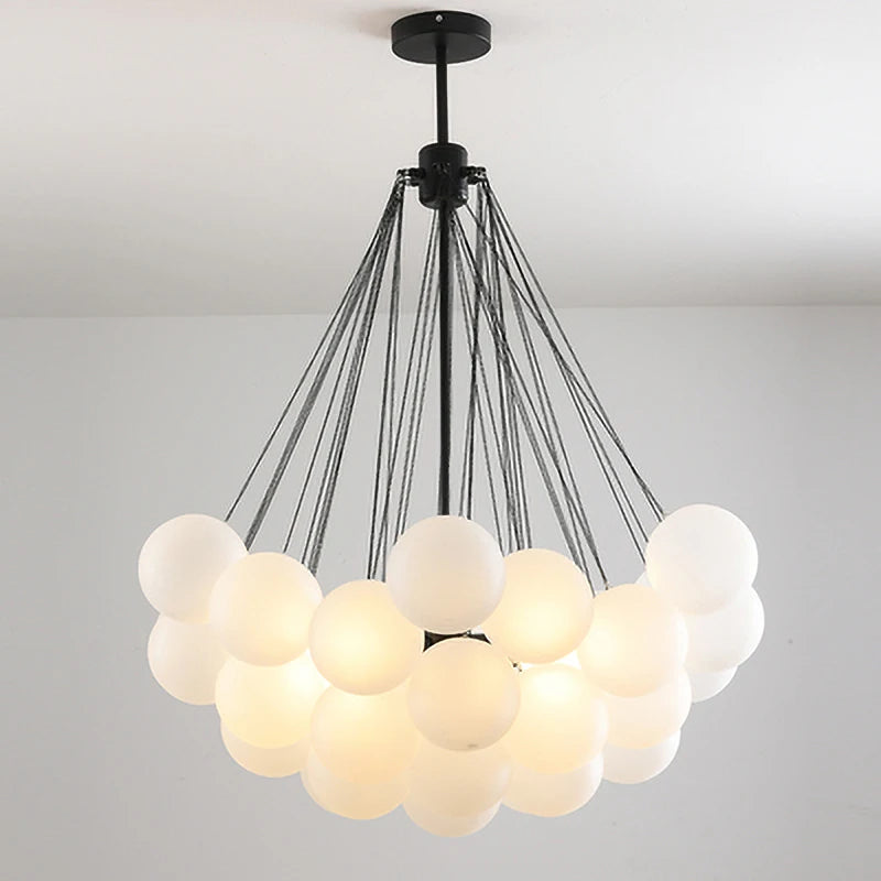 lustre moderne en verre avec boules led pour décoration - vue 4 sur 10