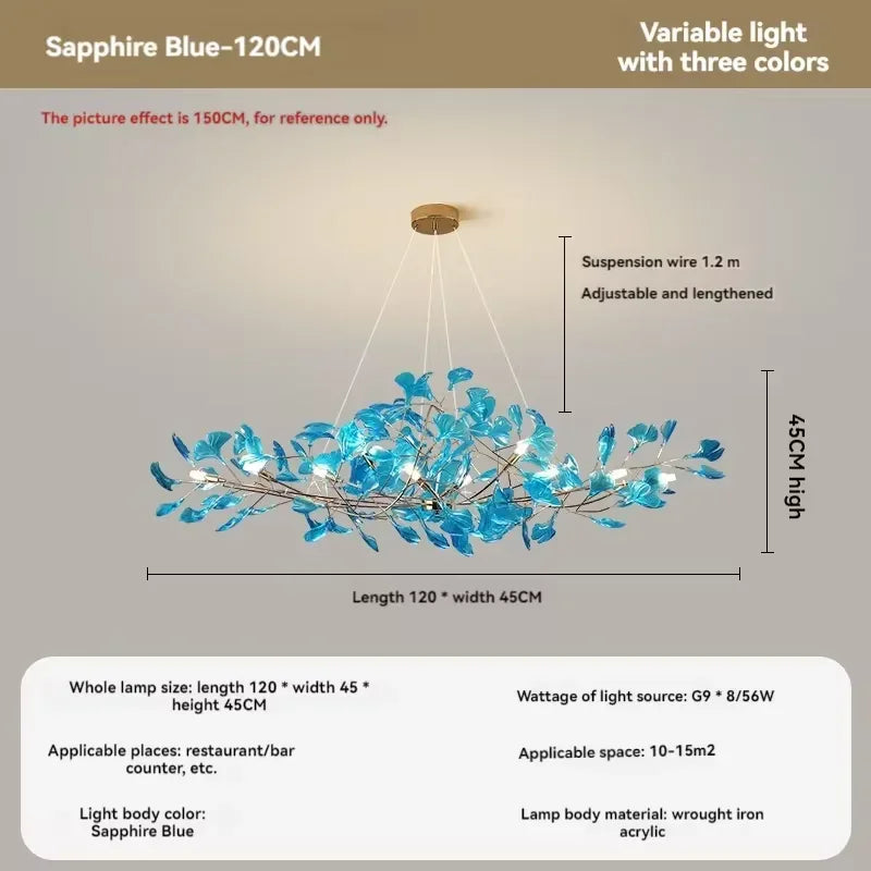 lustre romantique nordique artpad avec feuilles en acrylique pour la maison - vue 19 sur 21