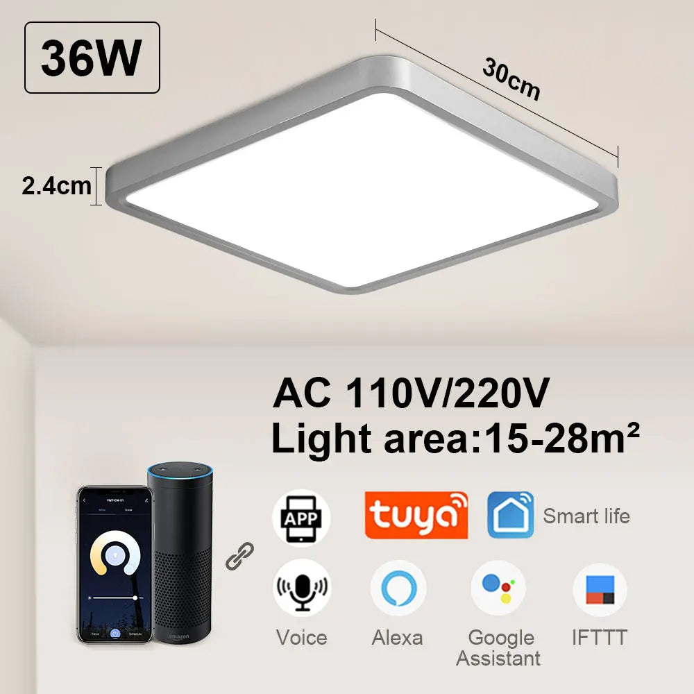 Tuya Smart LED plafonnier App commande vocale Alexa Google télécommande plafonniers carrés salon chambre éclairage - vue 16 sur 22
