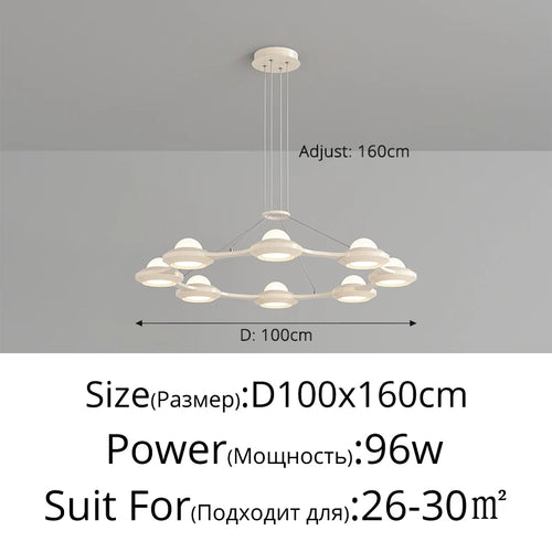 lustre moderne minimaliste trois têtes style crème italienne