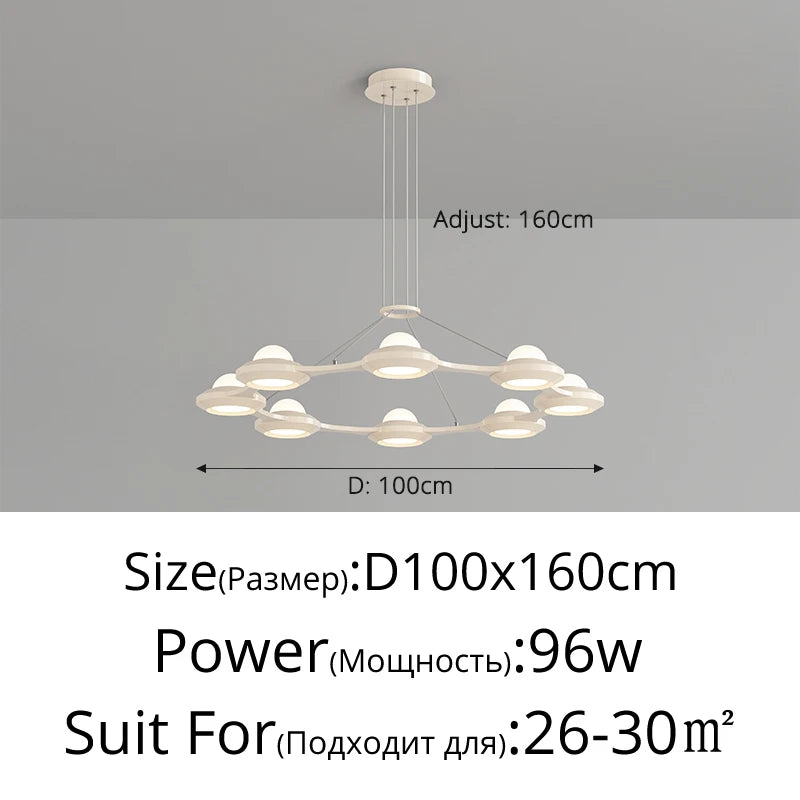 lustre moderne minimaliste trois têtes style crème italienne - vue 12 sur 12