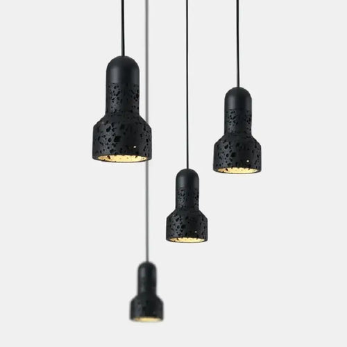 Minimalist vintage bedside lamp in volcanic stone for bar, café or staircase - vue 6 sur 7