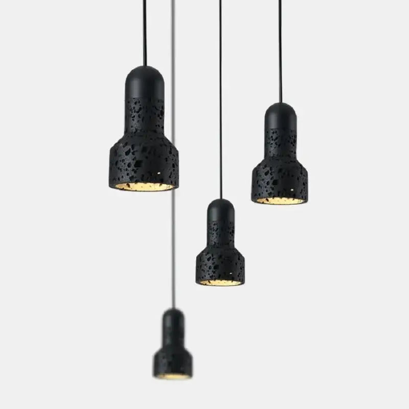 Minimalist vintage bedside lamp in volcanic stone for bar, café or staircase - vue 6 sur 7
