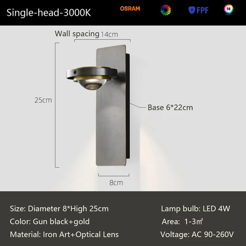 Minimalist nordic design wall light for reading and decoration - vue 8 sur 8