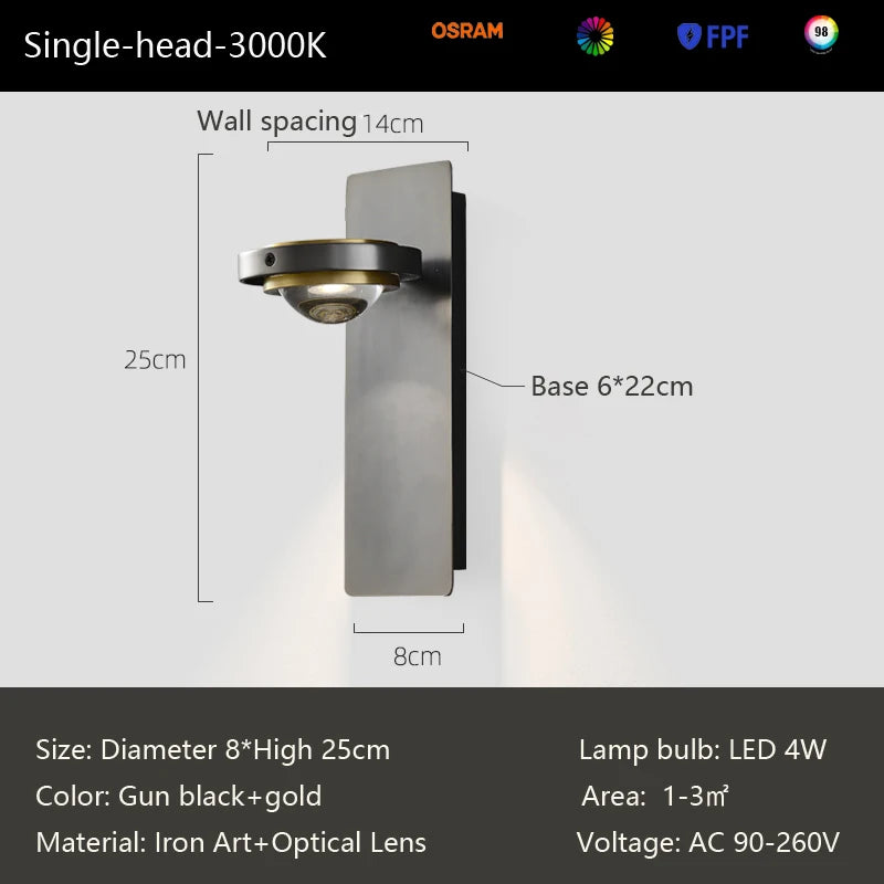 Minimalist nordic design wall light for reading and decoration - vue 7 sur 8