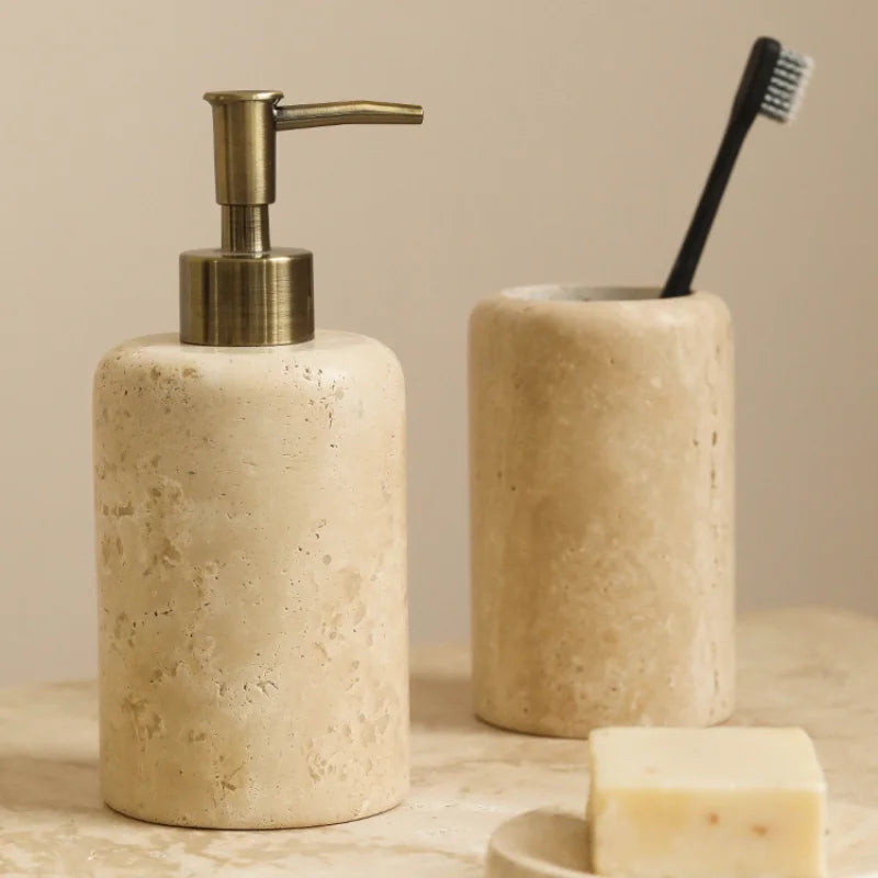 ensemble d'accessoires en marbre pour salle de bain - vue 4 sur 8