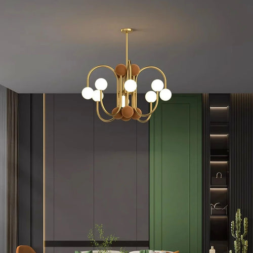 Suspension moderne led design dorée - vue 4 sur 6