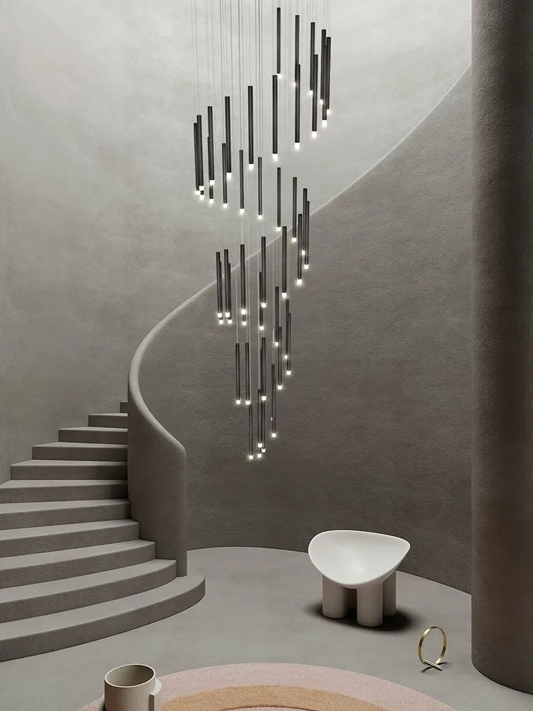 lustre escalier minimaliste moderne duplex rotatif personnalité créative - vue 5 sur 12