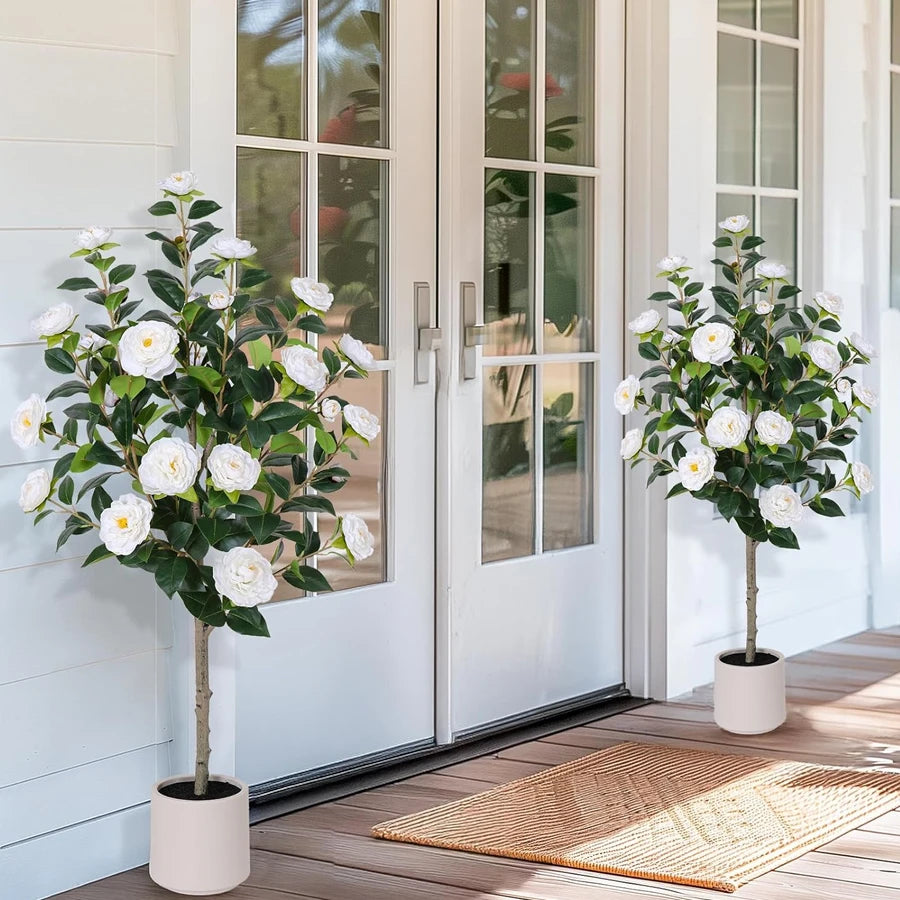 arbre camélia artificiel bonsaï décoratif pour fêtes et Noël - vue 3 sur 10