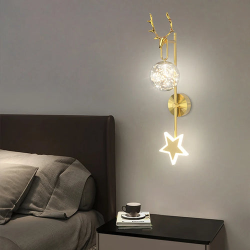 Nordic minimalist luxury star wall lamp bedside chandelier - vue 2 sur 18