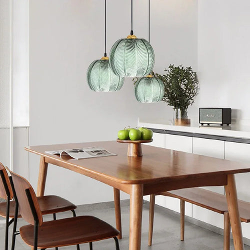 suspension Nordique moderne LED rayé verre pour salle à manger cuisine île chevet décor à la maison - vue 10 sur 10