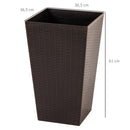 Outsunny Set of 3 Square Pots for Plants Flowers 3 Pot Mat Effect of Smile Rattan for Garden Terrace 36.5x36.5x61cm