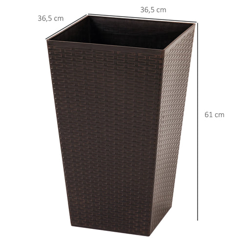 Outsunny Set of 3 Square Pots for Plants Flowers 3 Pot Mat Effect of Smile Rattan for Garden Terrace 36.5x36.5x61cm - vue 4 sur 6