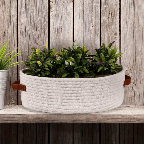 Oval Woven Bathroom Storage Basket, Multifunctional Desktop Organizer, Toilet Paper Holder, Toy Storage Basket - vue 5 sur 7