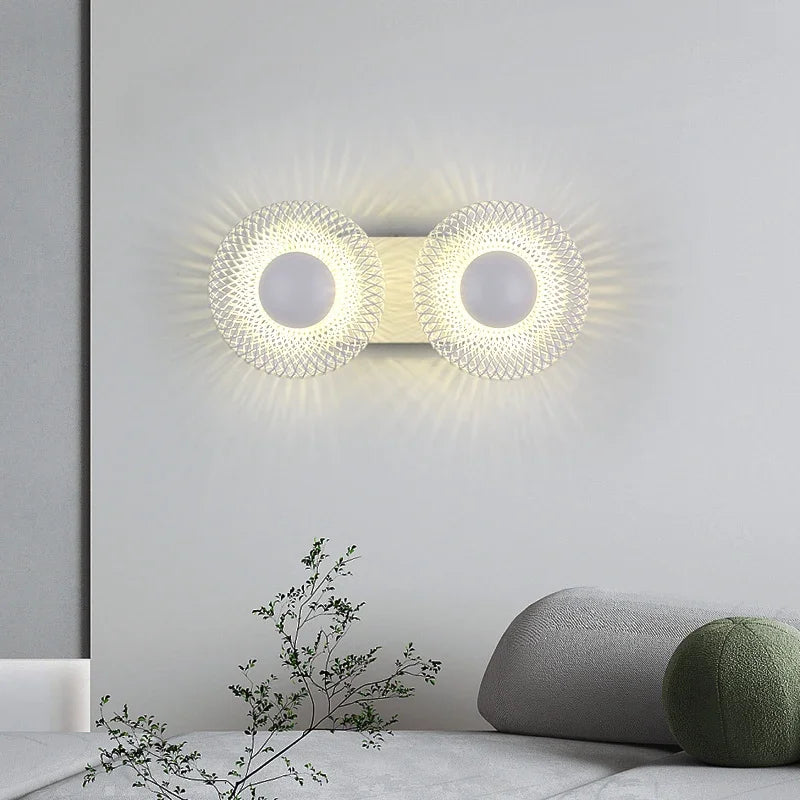 Italy Horn Design Iron Mesh Aisle Lamp Sconce Corridor Ceiling Bedroom TV Backdrop Ceramic Head LED Home Decor Wall Lighing - vue 7 sur 11