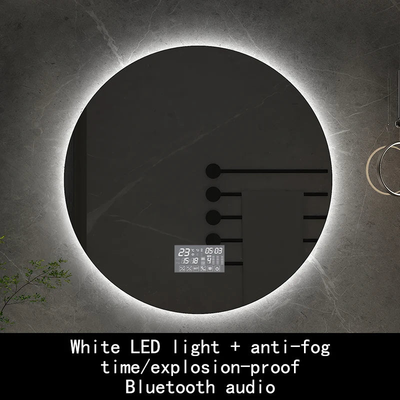 miroir rond avec rétroéclairage réglable et antibuée décoratif - vue 15 sur 24