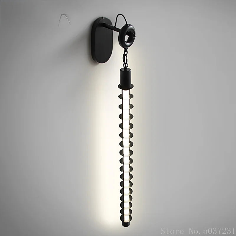 Applique murale led vintage industriel en fer avec chaîne créative