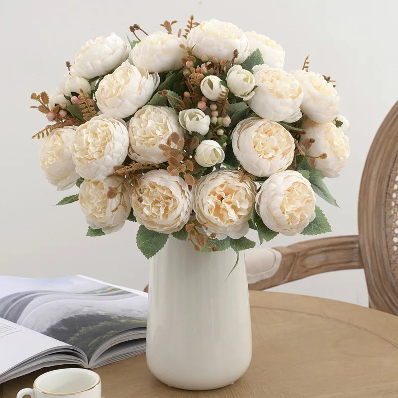 bouquet de pivoines en soie pour décoration artificielle - vue 5 sur 11