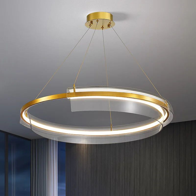 lustre led de luxe simple anneau dimmable pour maison hôtel - vue 4 sur 7