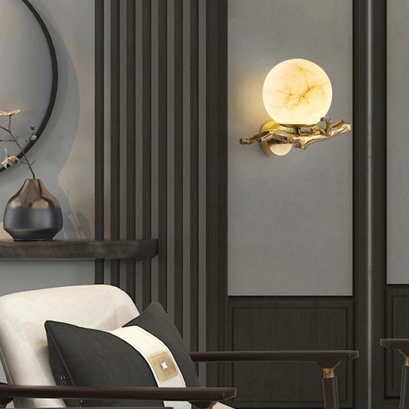 applique murale en cuivre et marbre naturel design élégant pour intérieur - vue 3 sur 7