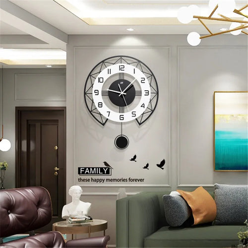 Swinging Wall Clock for Home Living Room, Interior Decoration Silent Horologe, Minimalist Design, Living Room, Art wall Clock - vue 4 sur 6