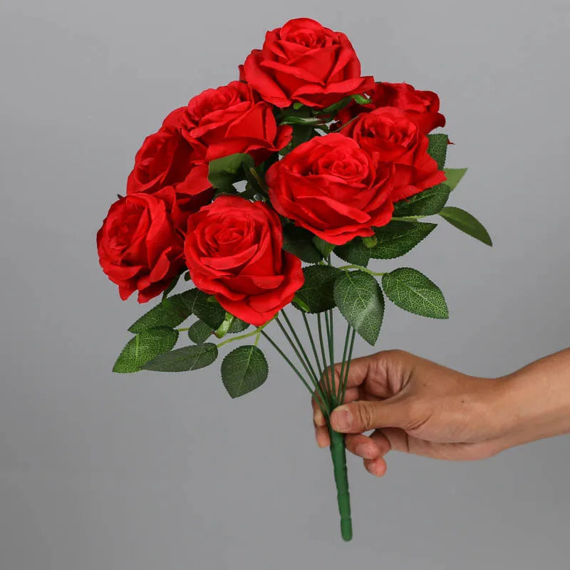 bouquet de roses artificielles en soie pour décoration intérieure - vue 11 sur 15