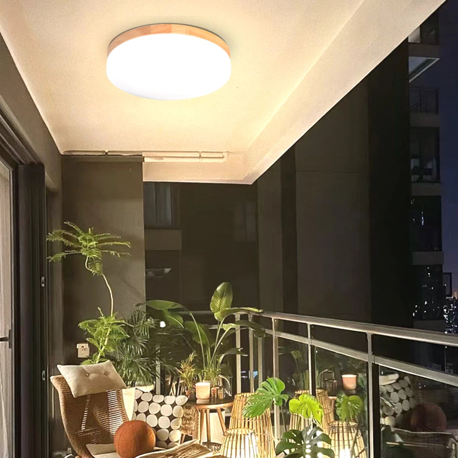 plafonnier led imitation grain de bois pour intérieur