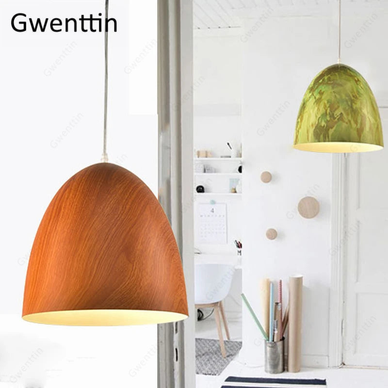 suspension moderne en imitation bois pour intérieur décoratif - vue 7 sur 9