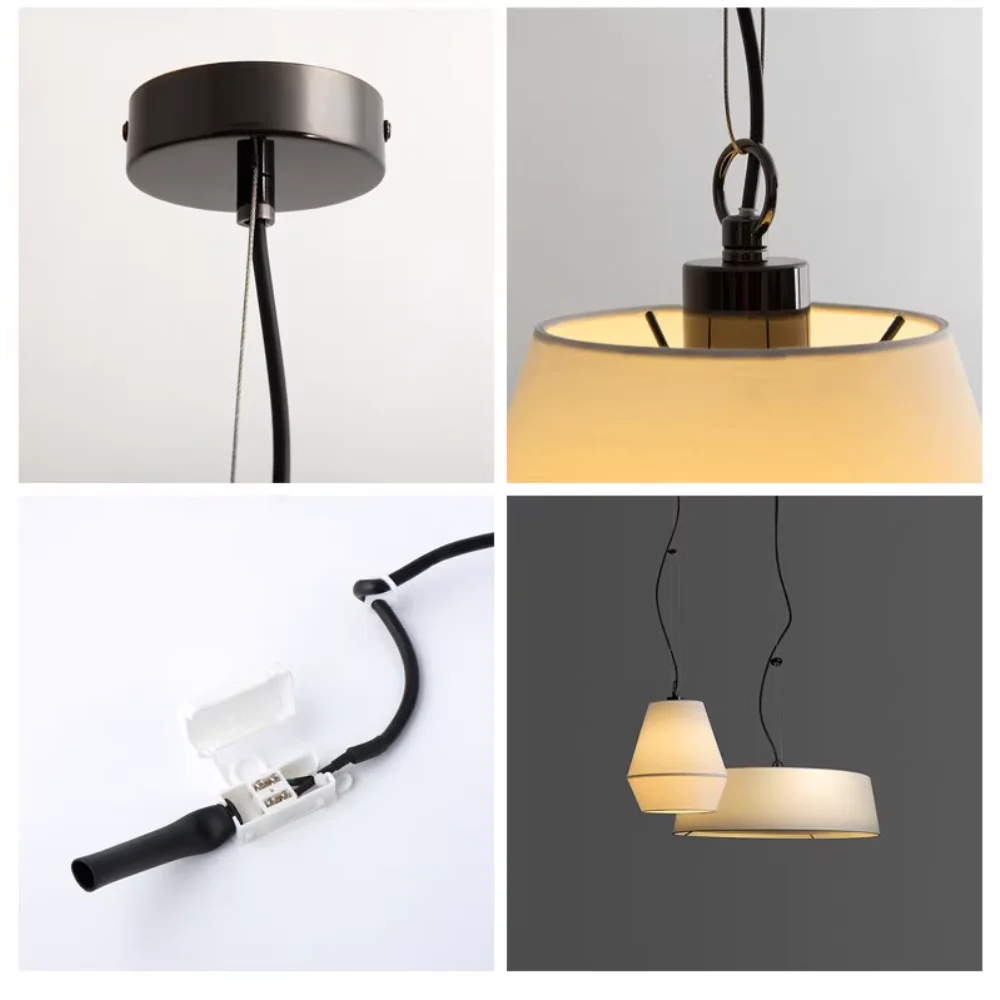 lustre lin moderne minimaliste chinois suspension japonais wabi-sabi - vue 3 sur 8