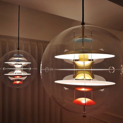 suspension boule chrome acrylique esthétique bar cafe - vue 7 sur 9