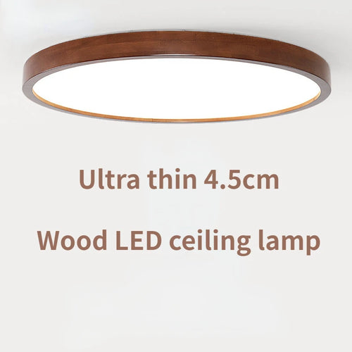 Plafonnier en noyer chinois lampe de plafond ronde en bois Ultra-mince lustre nordique chambre lampe d'étude balcon couloir éclairage - vue 6 sur 5