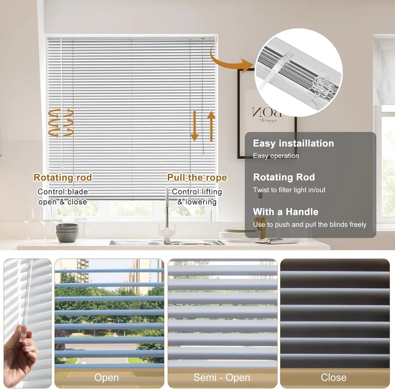 Store venitien aluminium sur mesure style moderne fenetre - vue 3 sur 10