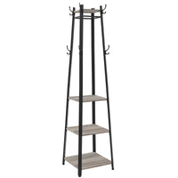 VASAGLE Coat Rack, Cloakroom, Clothes Rack with 3 Tier Shelf, Hooks and Rails, Steel Frame, Industrial Style