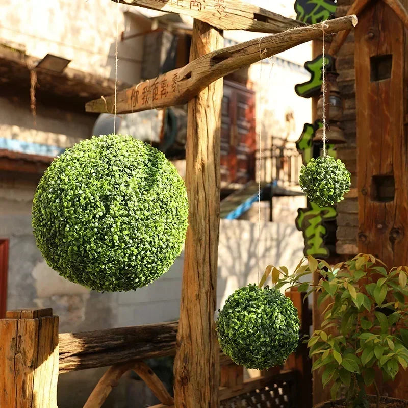 boule décorative en buis artificiel pour jardin mariage et décoration - vue 6 sur 7