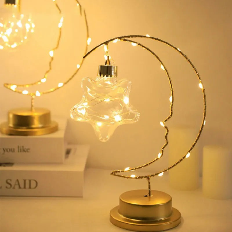 Lampe LED fer lune étoiles enfants - vue 4 sur 9